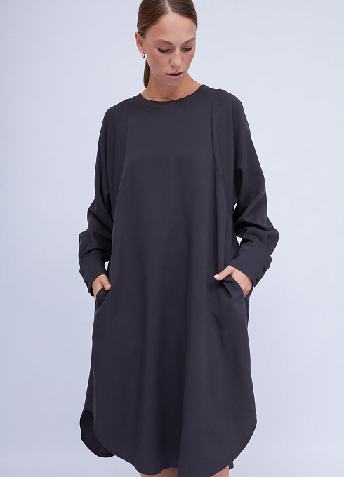 Платье oversize из тенсела женское,  серый цвет