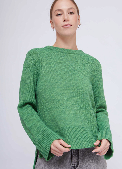 Джемпер с шерстью женский,  зеленый цвет