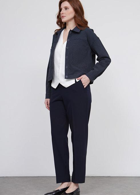 Брюки на резинке классические женские, цвет синий 