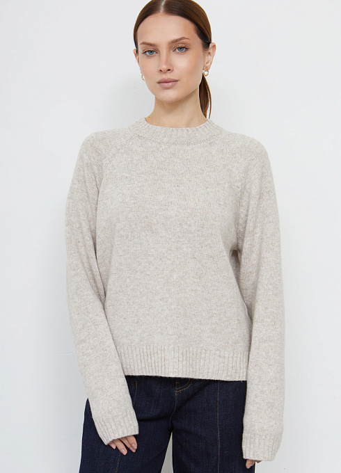 Свитер базовый полушерстяной женский,  бежевый цвет