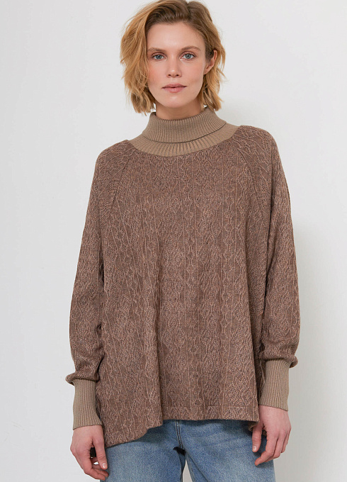 Джемпер oversize с узорами женский,  бежевый цвет