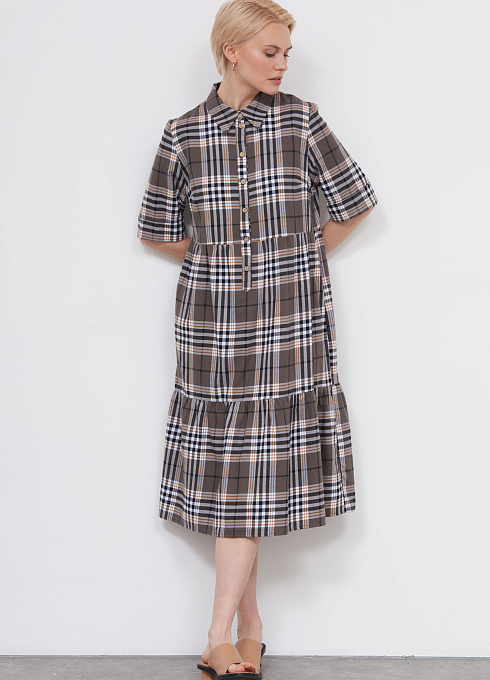Платье фланелевое в клетку женское,  многоцветный цвет