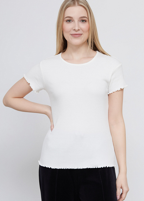 Футболка в рубчик для женщины,  белый цвет