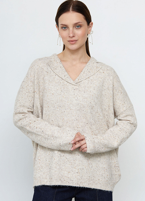 Джемпер-поло oversize женский, бежевый цвет