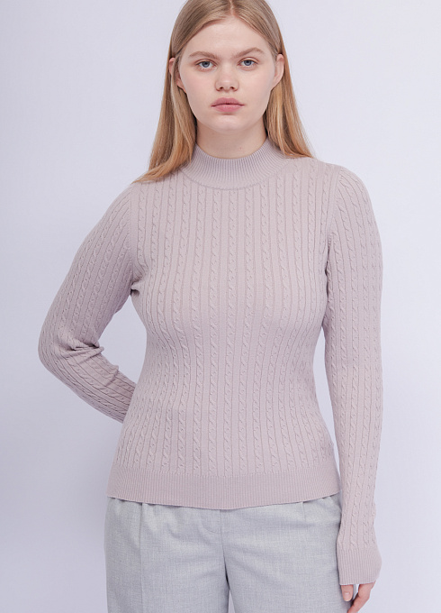 Водолазка из мягкого трикотажа с косами женский,  сиреневый цвет