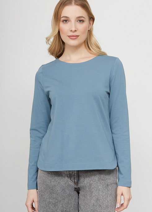 Лонгслив из хлопка женский, голубой цвет