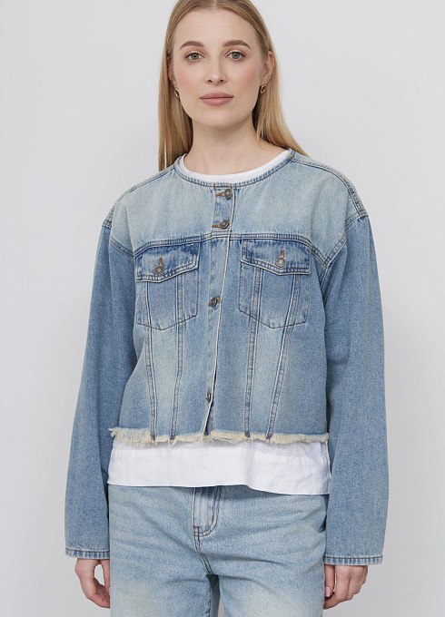 Куртка джинсовая укороченная женский, голубой цвет