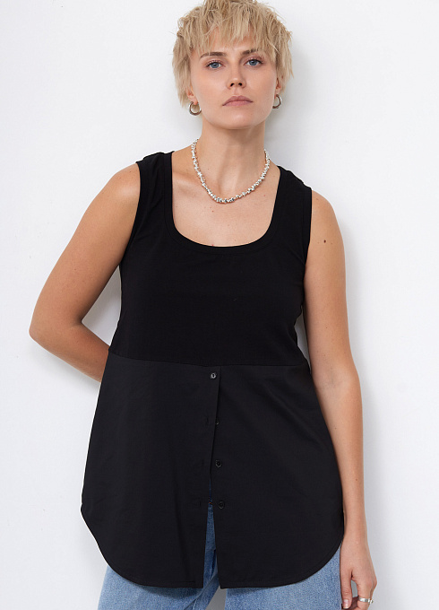 Топ комбинированный женский,  чёрный цвет