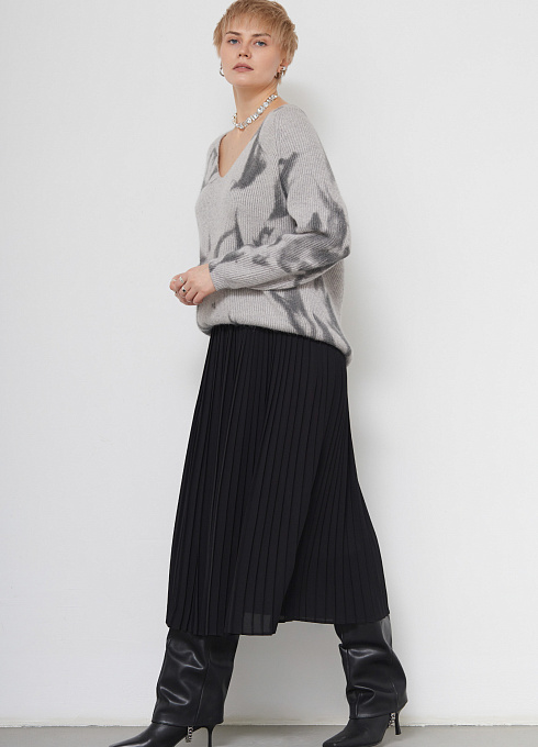 Юбка плиссе на резинке женская, чёрный цвет