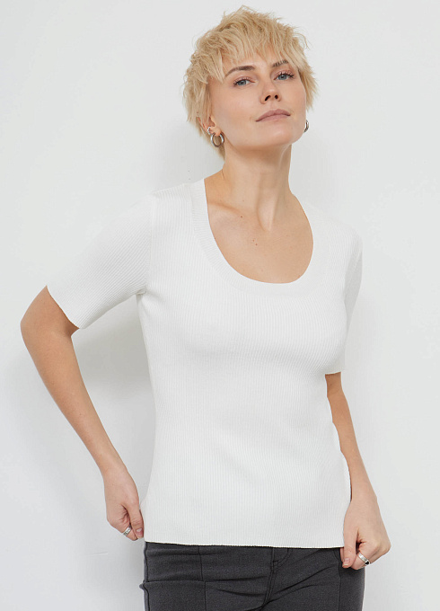 Джемпер в рубчик базовый женский,  белый цвет