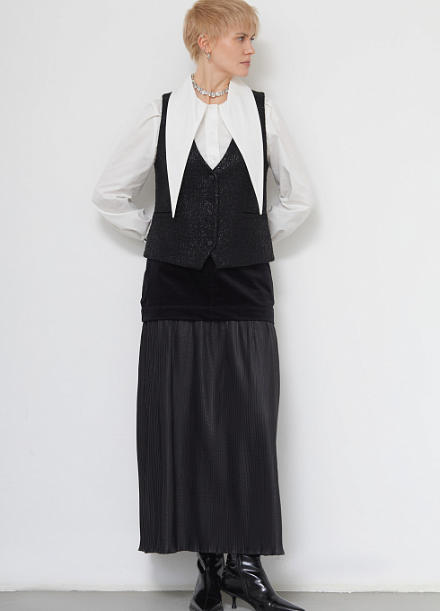 Жилет костюмный с блеском женский, чёрный цвет