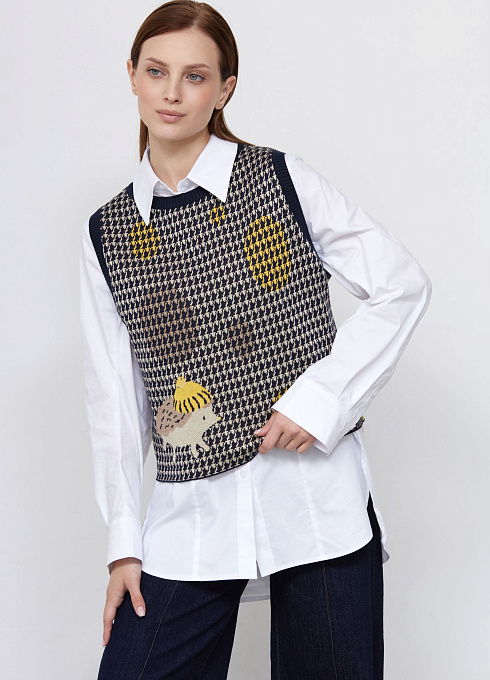 Жилет жаккардовой вязки женский,  многоцветный цвет