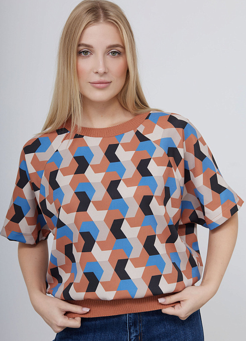 Блузка с геометрическим принтом женский, многоцветный цвет