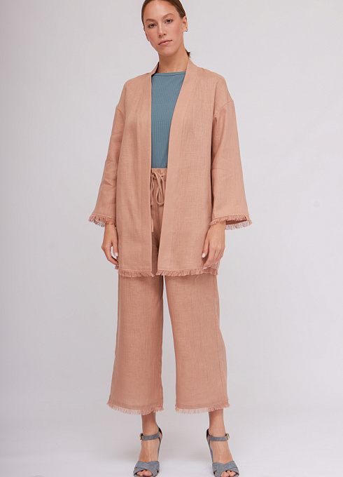 Жакет-кимоно с бахромой женский,  розовый цвет