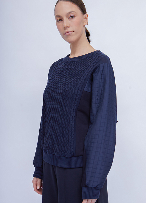 Свитшот комбинированный женский, синий цвет