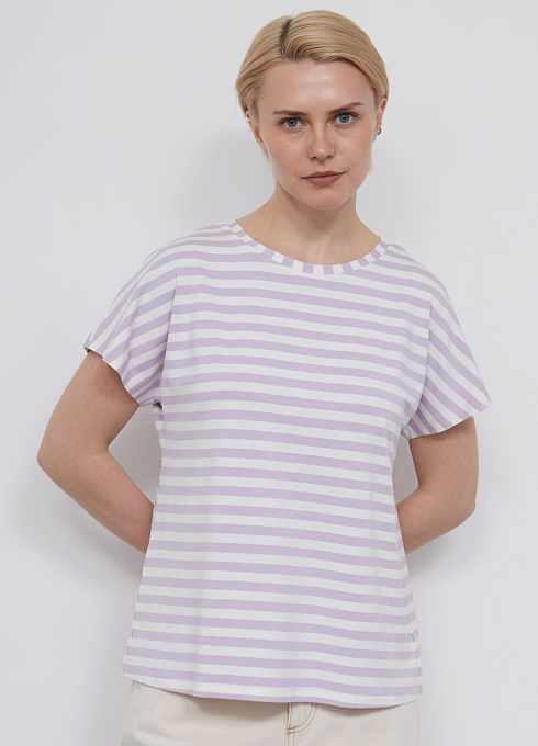 Футболка из вискозы в полоску женский,  многоцветный цвет