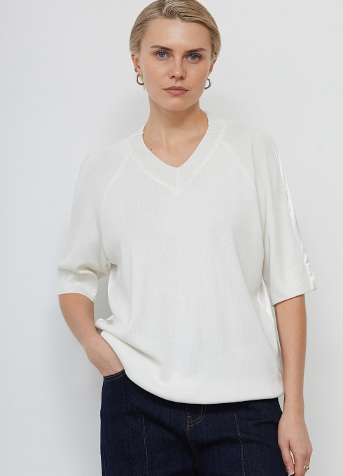 Джемпер oversize комбинированный женский,  белый цвет