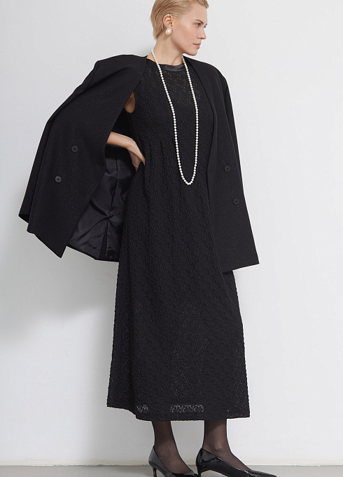 Платье из гипюра с завязками женское,  чёрный цвет