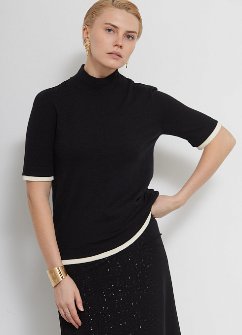 Джемпер с короткими рукавами женский,  чёрный цвет