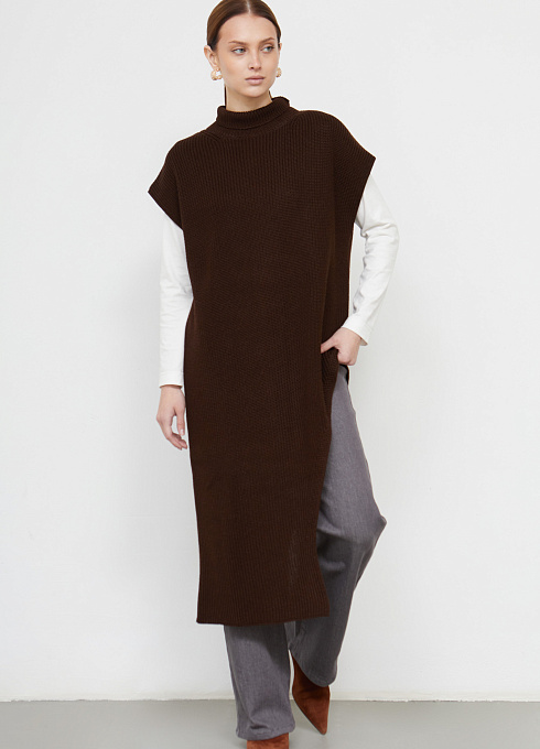 Жилет с асимметричным вырезом женский, коричневый цвет