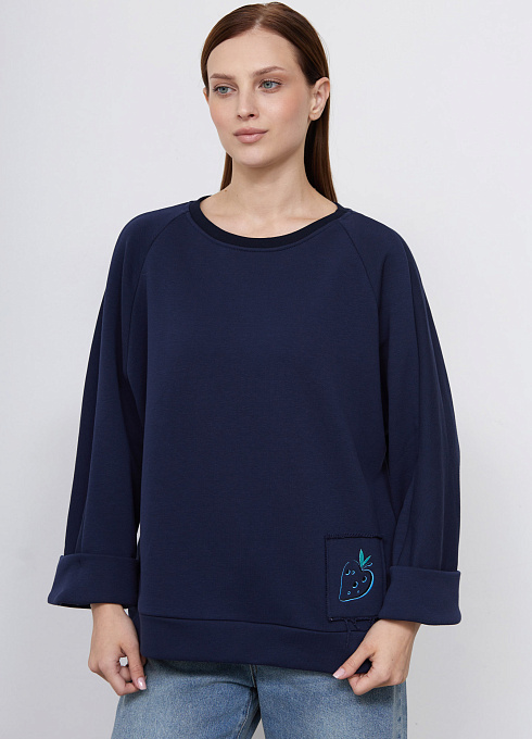 Свитшот oversize с аппликацией женский,  синий цвет