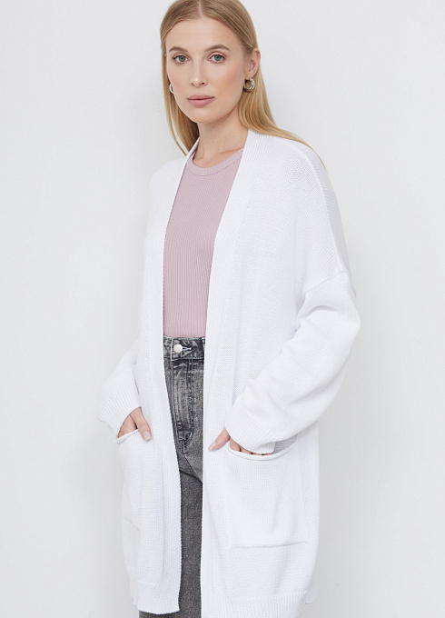 Кардиган с рисунком на спинке женский, белый цвет