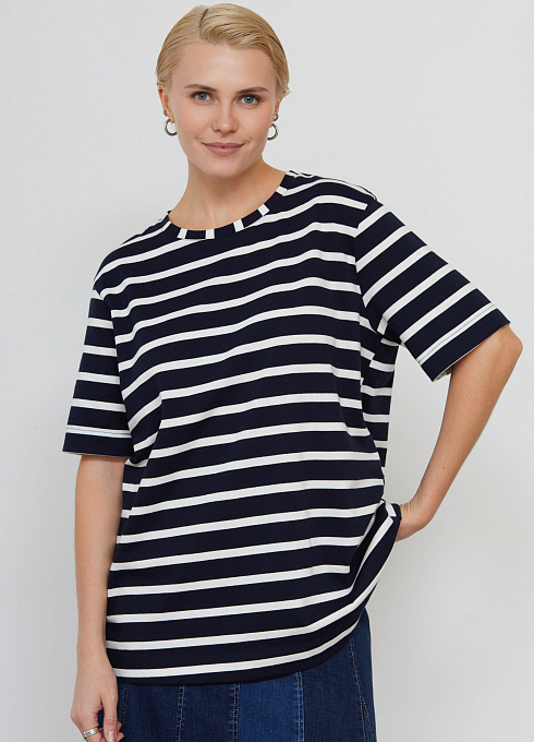 Футболка оверсайз в полоску женский,  многоцветный цвет