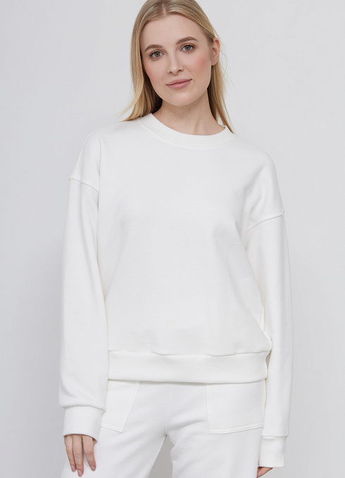 Свитшот oversize из футера женский,  белый цвет