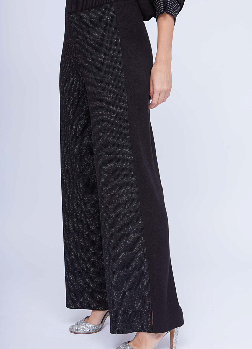 Брюки комбинированные с люрексом женские, цвет чёрный