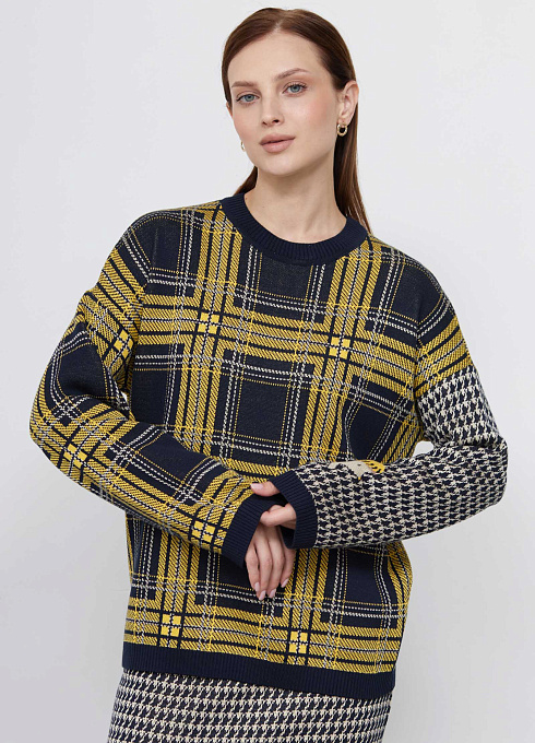 Джемпер жаккардовой вязки женский,  многоцветный цвет