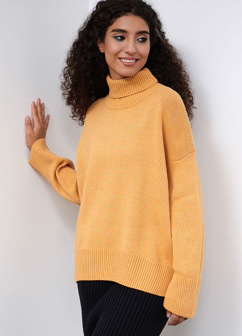 Свитер oversize с шерстью женский,  жёлтый цвет
