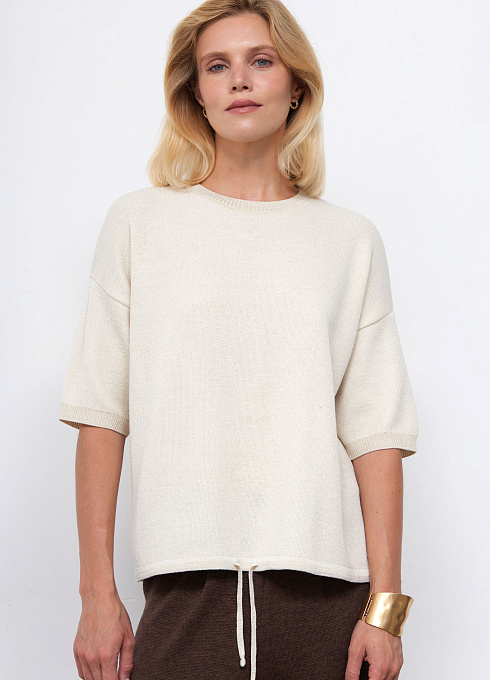 Джемпер полушерстяной с люрексом женский,  бежевый цвет