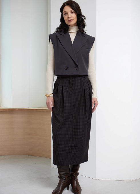 Юбка-тюльпан в клетку женская,  многоцветный цвет