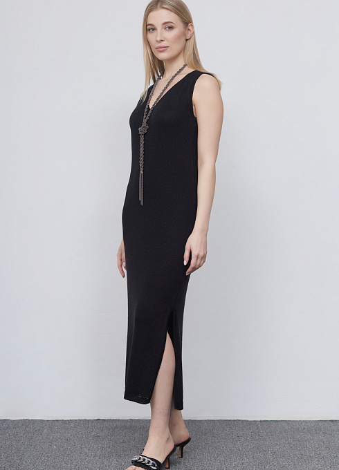 Платье вязаное с люрексом женское,  чёрный цвет