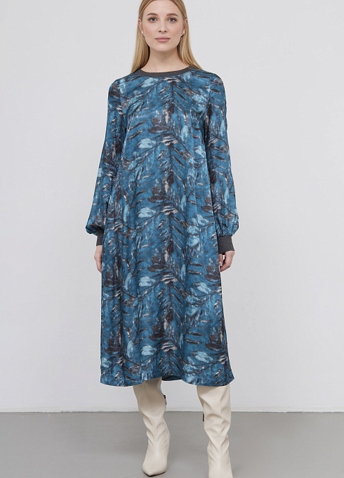 Платье oversize атласное женское, голубой цвет