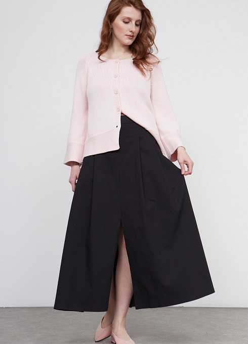 Юбка из твила с разрезами женская, чёрный цвет