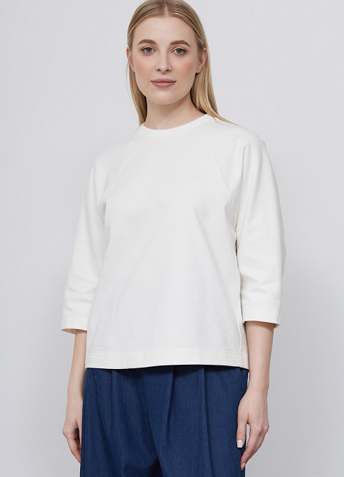 Лонгслив из хлопка женский,  белый цвет
