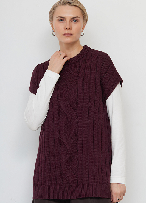 Жилет oversize с разрезами женский, бордовый цвет