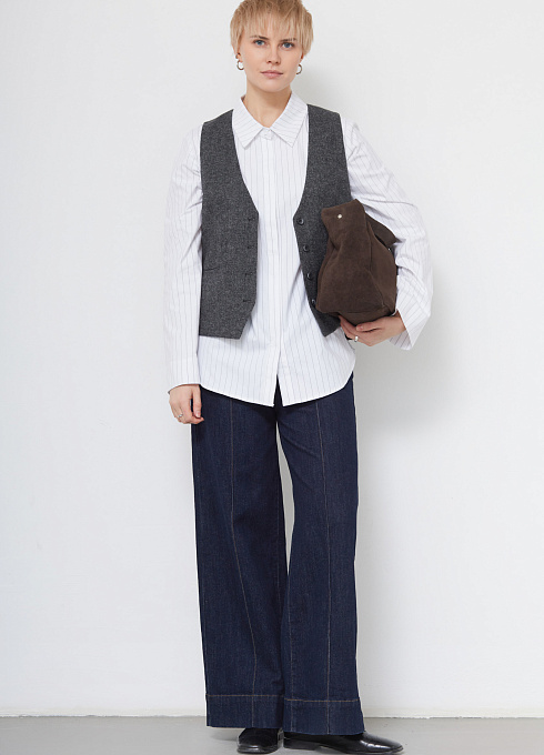 Жилет костюмный с шерстью женский, серый цвет