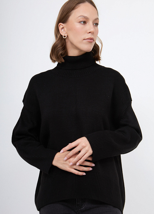 Свитер oversize с шерстью женский,  чёрный цвет