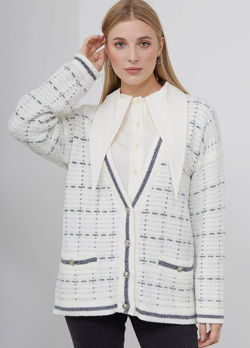 Кардиган oversize из букле женский,  белый цвет