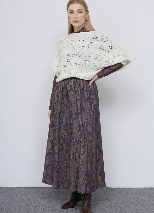 Юбка с анималистичным принтом женская,  многоцветный цвет