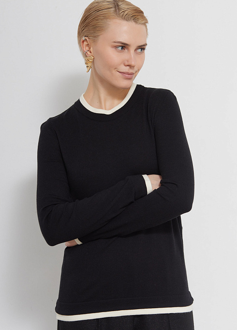 Джемпер с эффектом второго слоя женский,  чёрный цвет