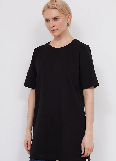 Футболка удлиненная женский,  чёрный цвет