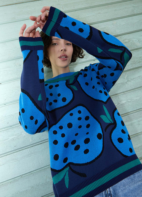 Джемпер жаккардовой вязки женский,  многоцветный цвет