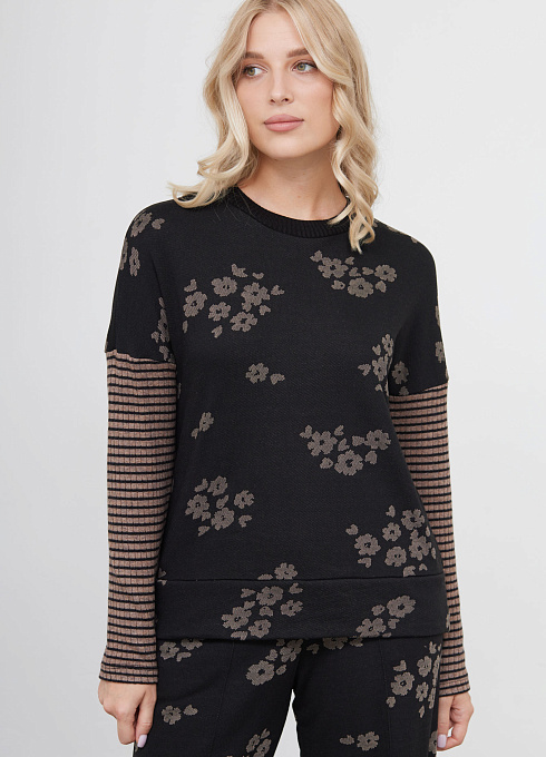 Джемпер комбинированный женский,  чёрный цвет