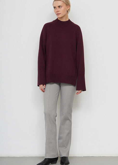 Брюки клеш утепленные женские, цвет серый 