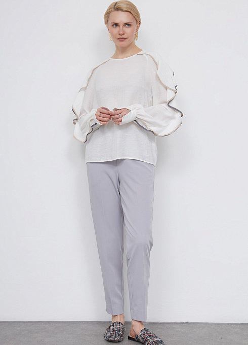 Брюки на резинке классические женские, цвет сиреневый 