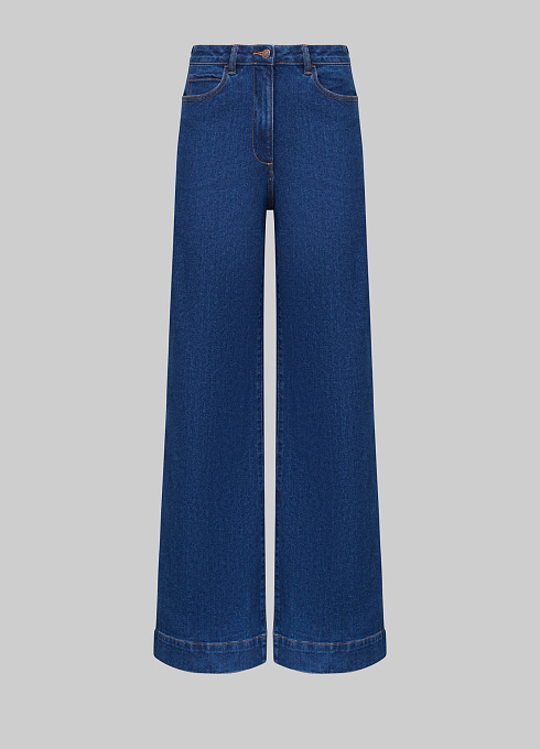 Джинсы клеш широкие  женские,  синий цвет