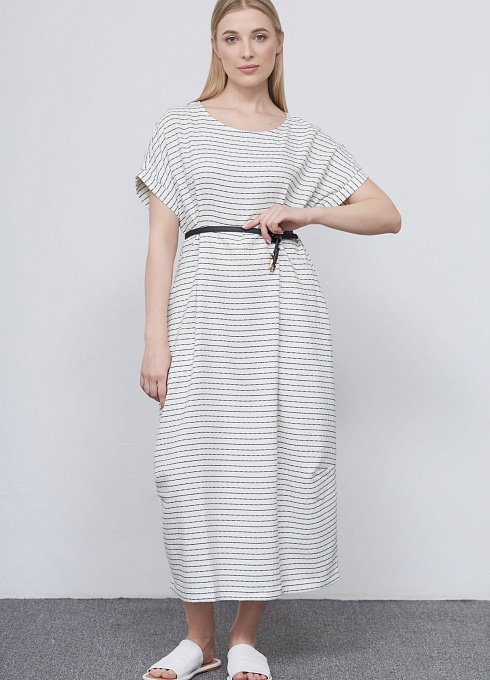 Платье oversize в полоску женское,  белый цвет